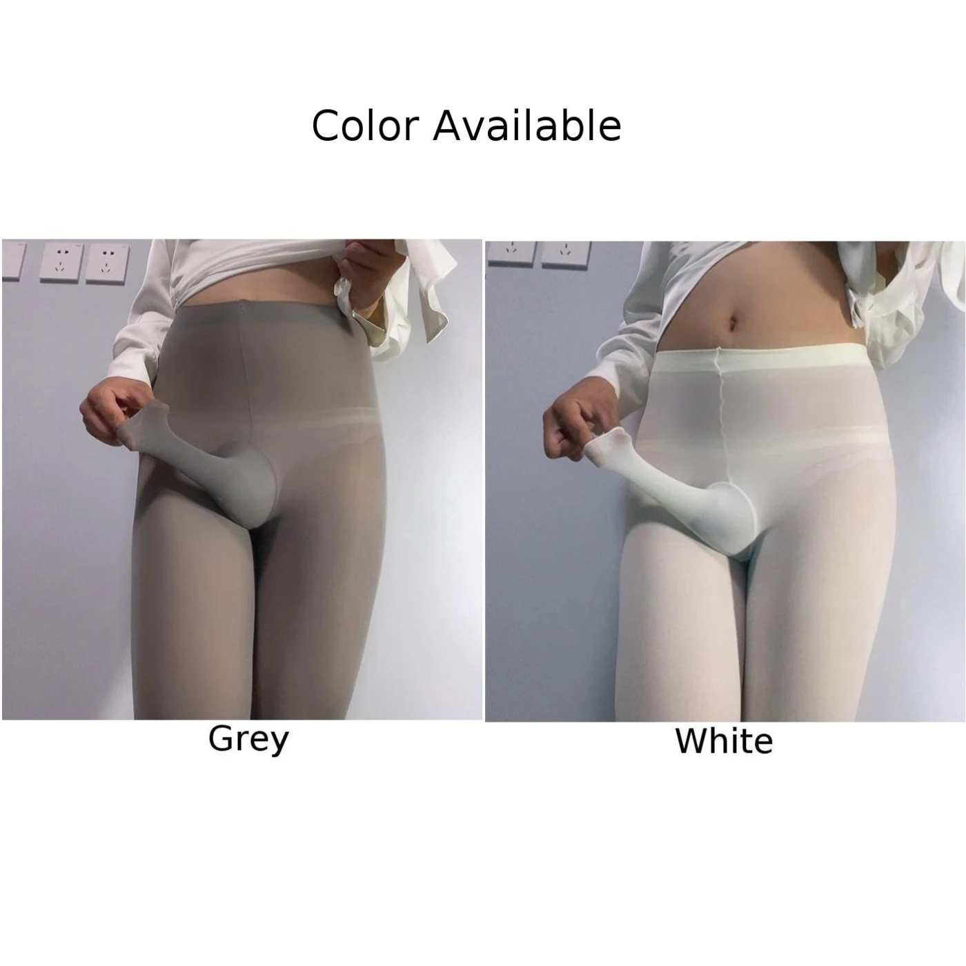 Mens Sheer Pantyhose Tights Pouch Peni Sleeve Stocks Lingerie Dance Clubwear Thin See Through Stockings High Elastic Underwear