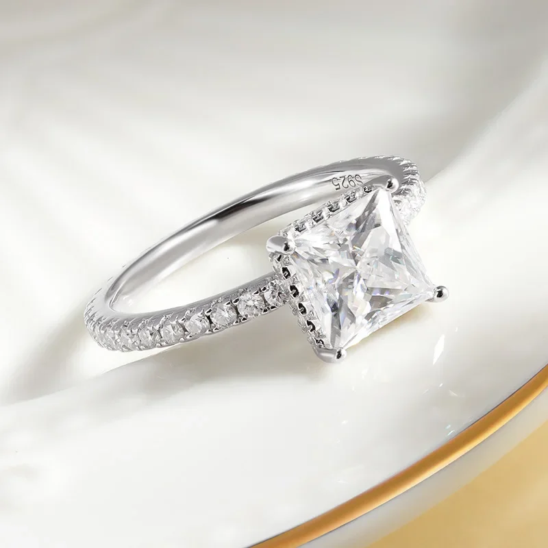 

HORRIPAL Princess Cut Moissanite Ring for Women Sterling 2.6CT Silver 925 Includes GRA Certificate Wedding Ring Fine Jewelry