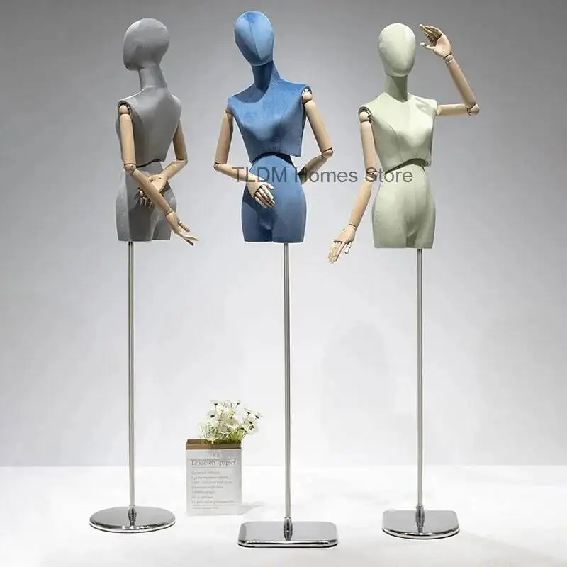 

Store Velvet Mannequins Props Women's Clothing Half-length Window Display Stand Colorful Full-body Wedding Dress Clothing Model