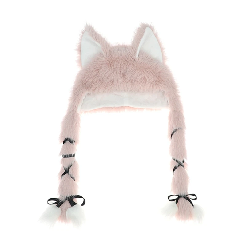 

Furry Faux Furs Caps Winter Warm Plush Cats Ear Caps Outdoor Street Hat for Teens Dropship