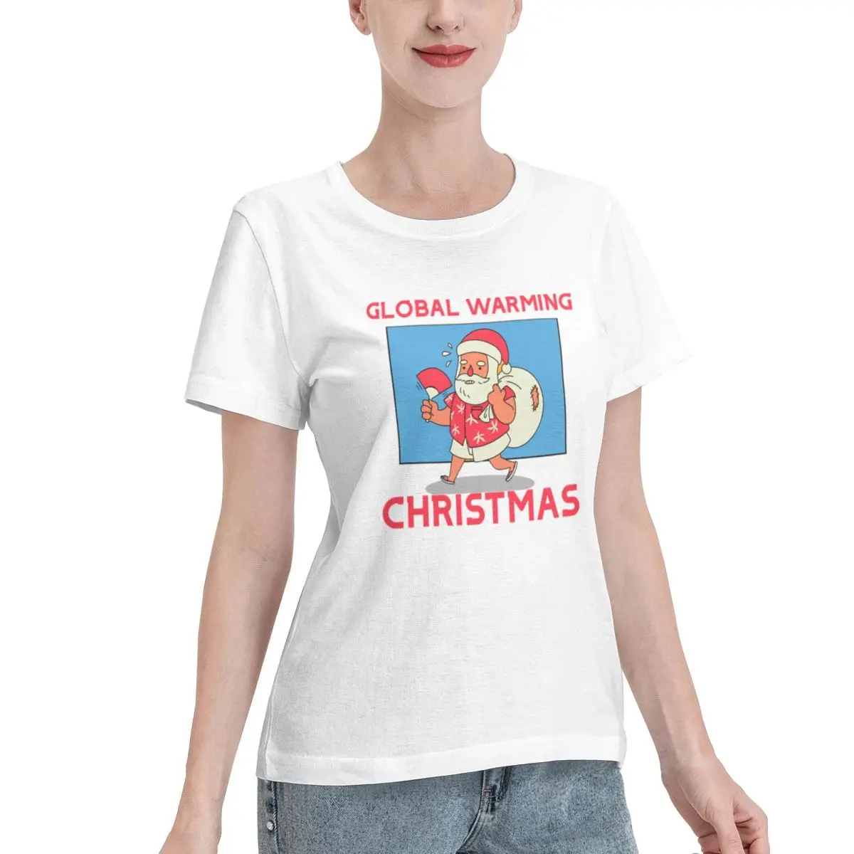 Bargain Price Christmas In July Santa-Global Warming Women's T-shirt Ootd College Girls Top
