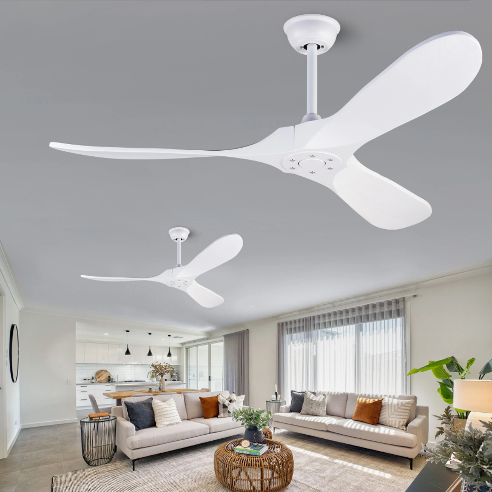 85-265V 52 Inch Ceiling Fan With Remote Control DC Motor Reverse ABS Fans High Decorative Blower Retro Fans Light
