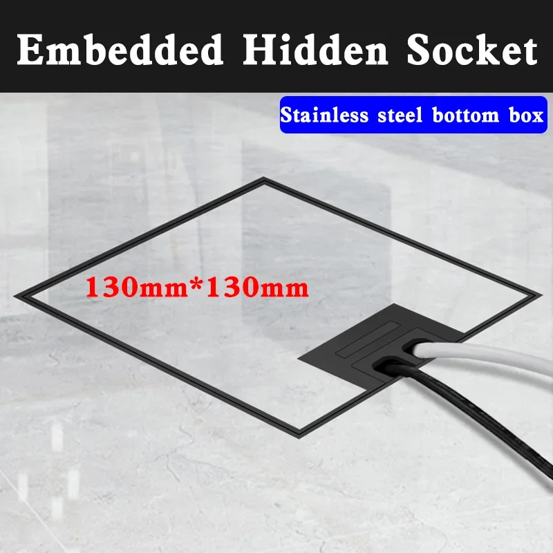 

Stainless Steel Universal Inlaid Floor Socket - 2 Power Outlets with Recessed USB and Network Functionality 130mm*130mm Size