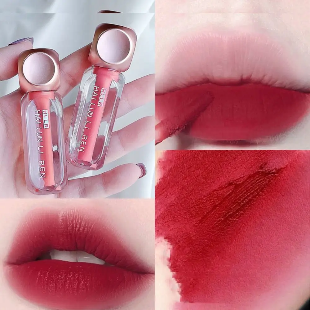 Prosta, długotrwała kremowa pomadka powietrzna Rose Nude Smooth Red Velvet Lipstick Blush Tint Makeup Lip Care Girls