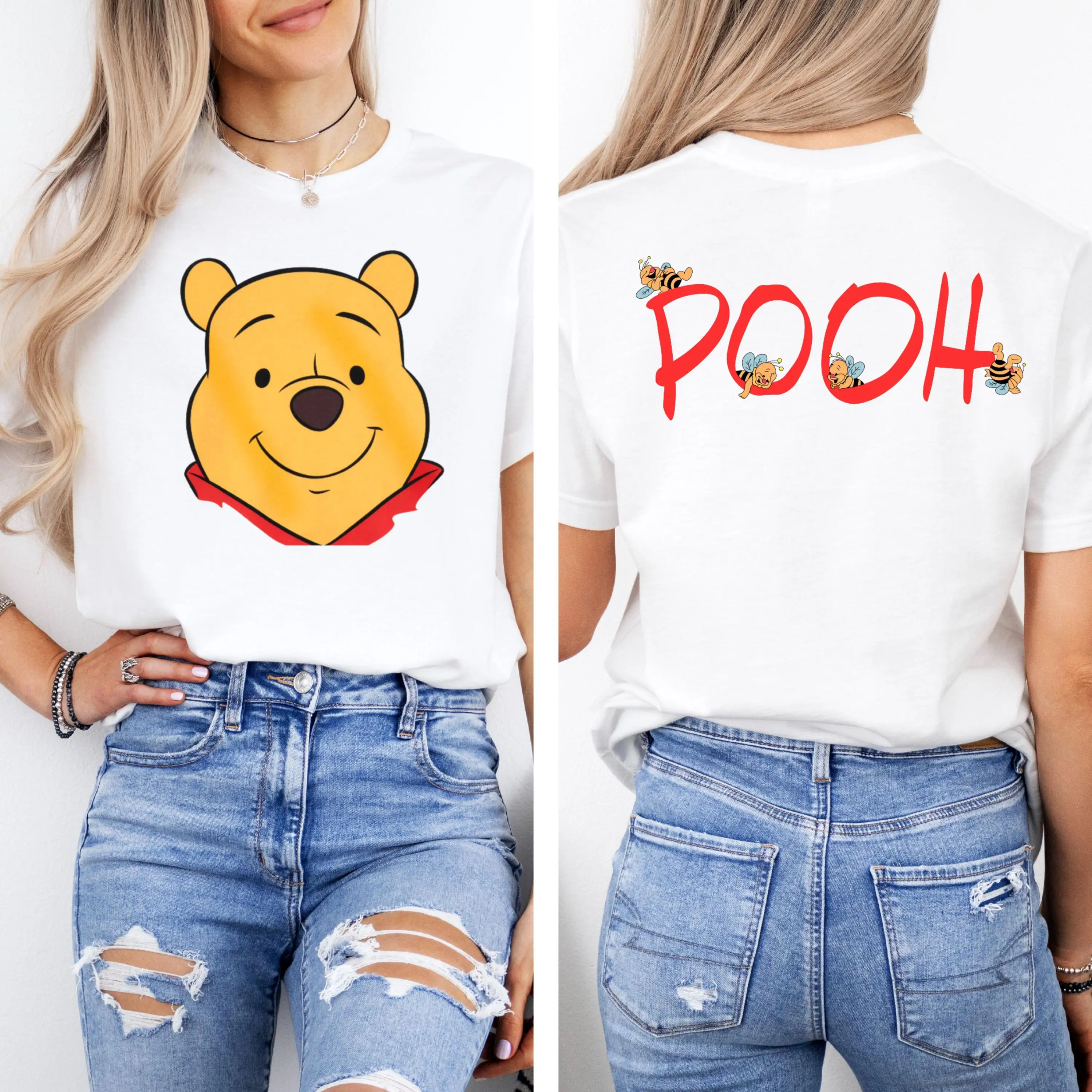 

The Pooh Shirt for Women Disney Pooh Short Sleeved Cotton Tees Magic Kingdom Shirt Top Disneyland Vacation Shirt Women's T-Shirt