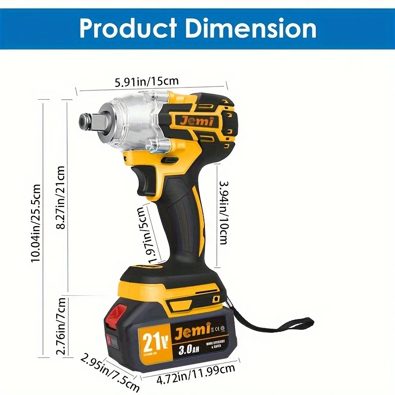 Jemi Tool Akku-Schlagschrauber, geeignet zum Befestigen an Metallen und Hölzern (Adapter für Schraubendreher und Bohrmaschine optional). – Detail 5