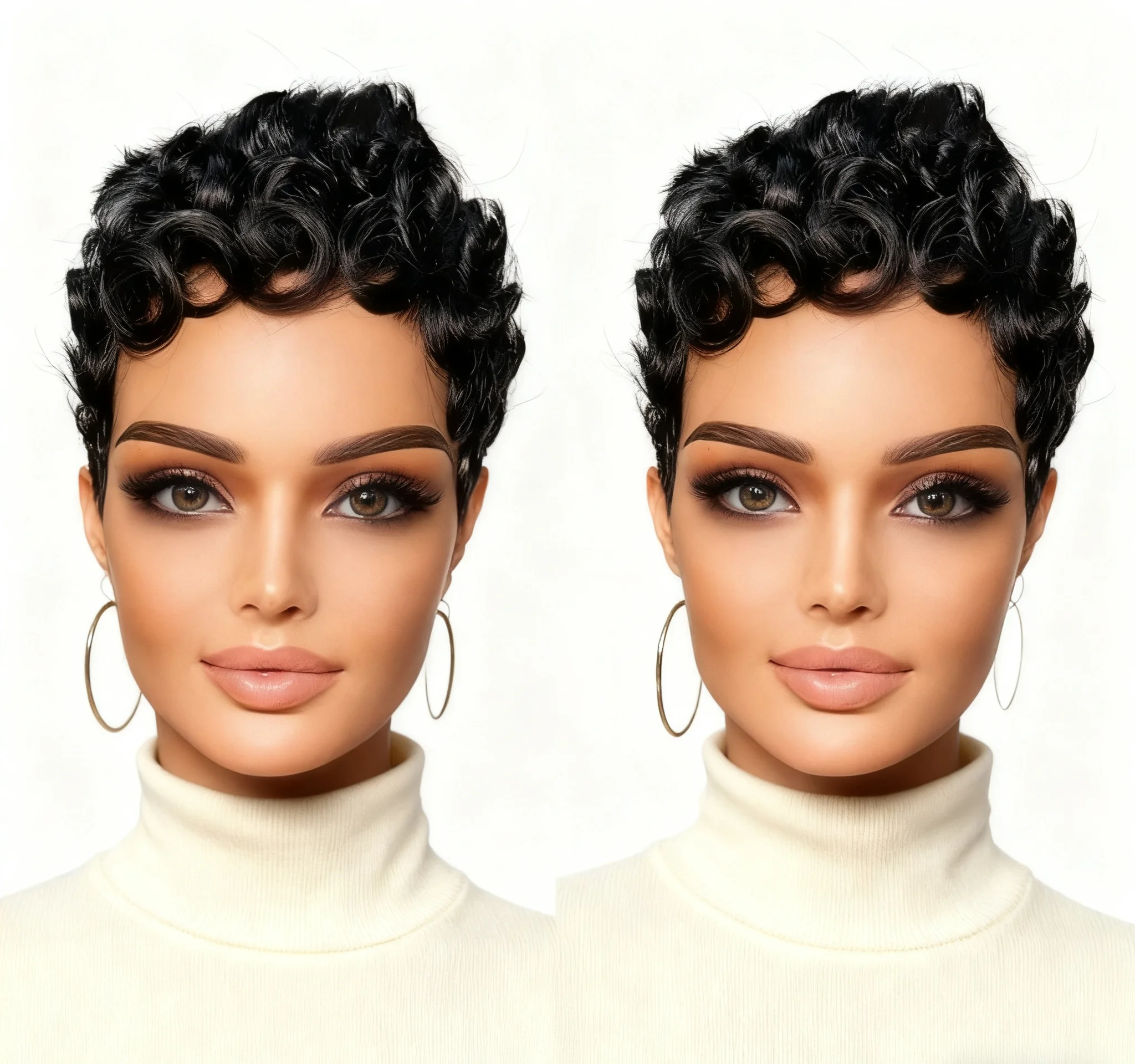 人毛ショートウィッグ ピクシーカット 機械製 ショートブラックレイヤードウェーブウィッグ 女性用 ピクシーウィッグ ブラジル産バージンショートレイヤード