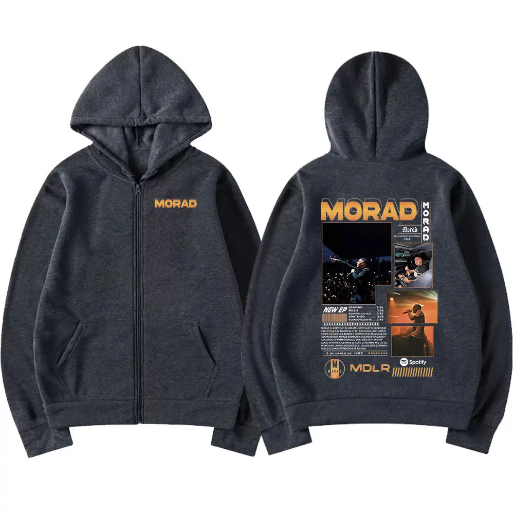 Rapper Morad M.D.L.R Album Merch Zipper Hoodies Men Women Fashion Vintage Zip Up Sweatshirts Casual Loose Pullovers Jackets Coat