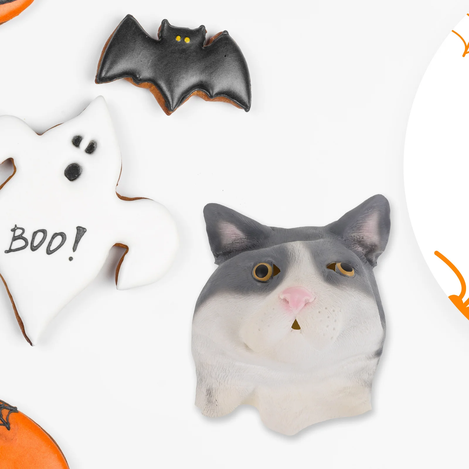 Maschera per testa di gatto Adulti Lattice realistico Maschera per animali di Halloween Costume cosplay spaventoso Copricapo per feste Accessori per costumi di gatto divertenti