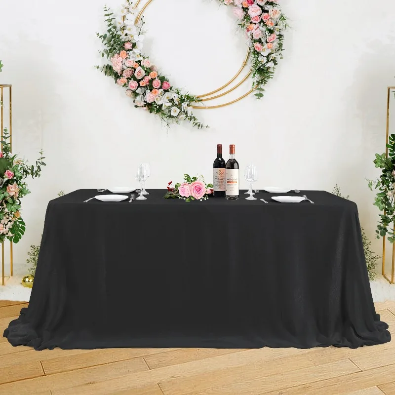 240x272cm Black Velvet Tablecloth Soft Wrinkle‑Resistant Rectangular Table Cover Decorative Table Linen Dining Hotel Conference