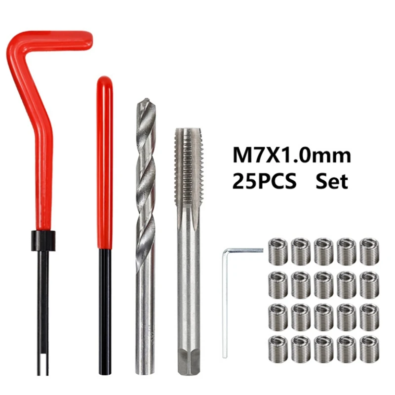 2025 Nieuwe M7 Auto Boor Tool Metrische Draad Reparatie Insert Kit Spiraalvormige Spoel Auto Reparatie Tool Grof Koevoet Schroef tand Reparatie Ki