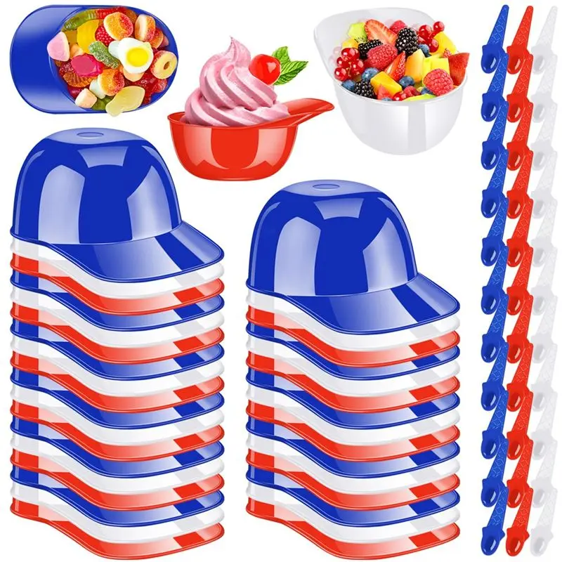M12K-66Pack Baseball Ice Cream Bowls 33Pc Spoons And 33Pc 8Oz Mini Dessert Cups,Reusable Cup Bowls For Birthday Party
