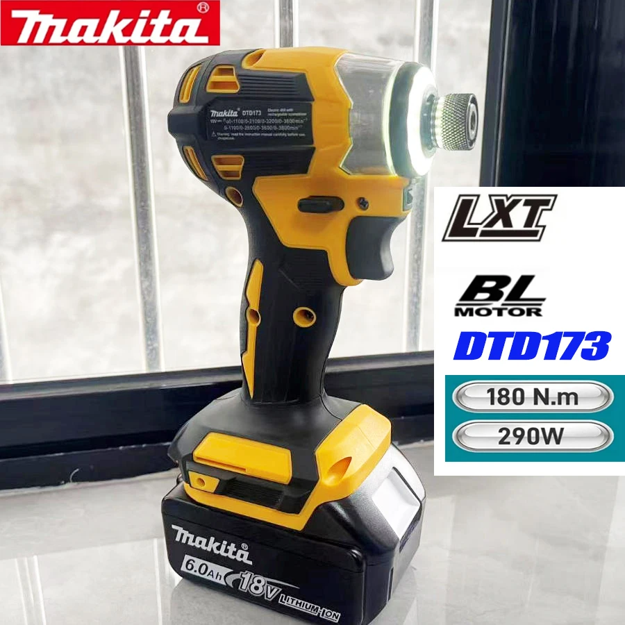 

Makita DTD173 1800rpm Brushless Electric screwdriver Impact Driver 180Nm Electric Drill Wood/Bolt/T-Mode For Makita 18V Battery