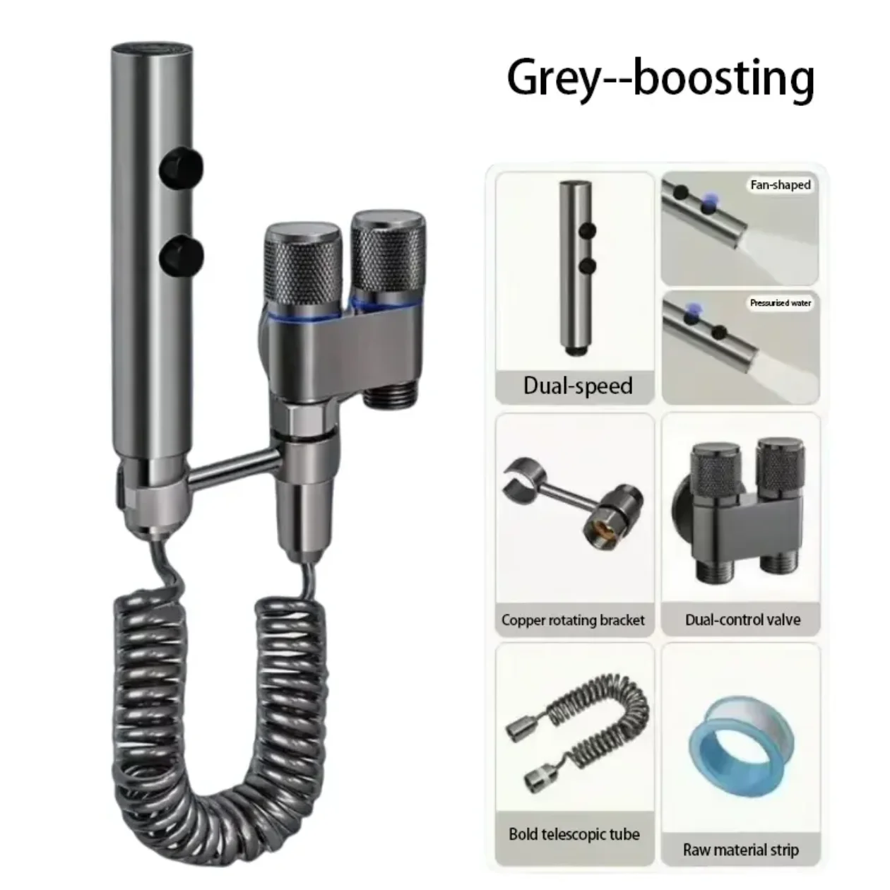 Toilet Cleaning Spray Gun,Gun Gray Stainless Steel Handheld Bidet Sprayer Set For Toilet High Pressure Booster Shattaf Bathroom