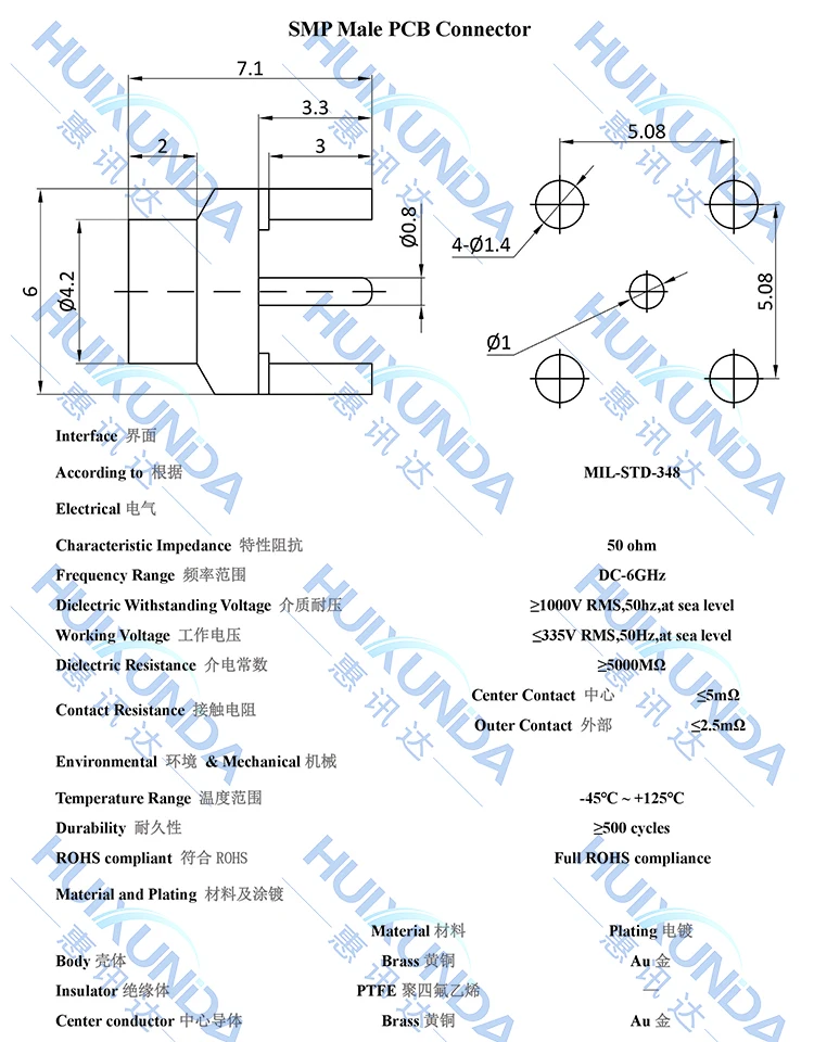 SMP-JE-1 SMP-JHD خماسي SMP ذكر قاعدة SMP إيجابي القدم أعمى التوصيل لوحة دارات مطبوعة وعاء موصل #4