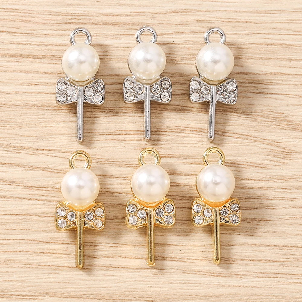 Tusember 10 Stück 10*24mm Niedliche Perlen-Rosen-Blumen-Anhänger für Handgemachten Schmuck zur Herstellung von Armbändern, Halsketten und Ohrringen – Detail 6