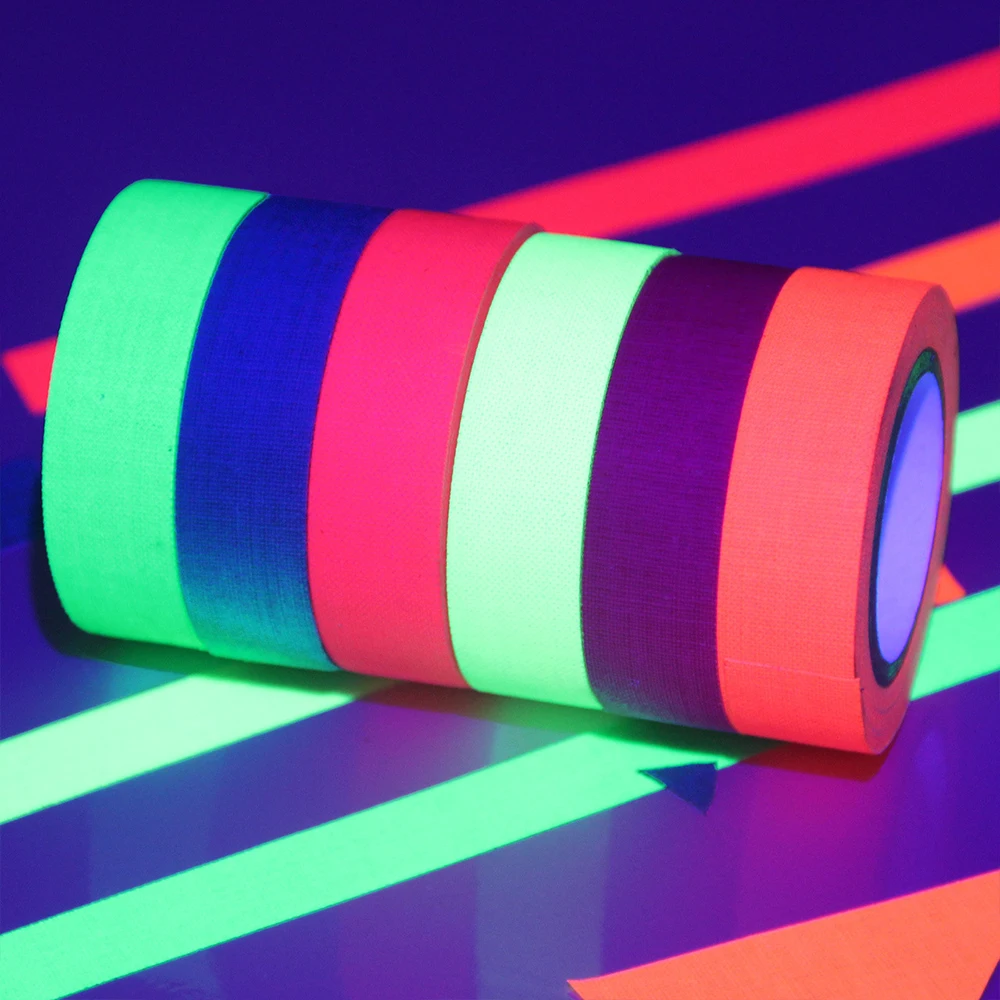 Cotton Glow Tapes Neon Gaffer Party Tape Self-Adhesive Luminous Reactive Cloth Stage Glow-in-the-dark Prop Wedding Home Decor