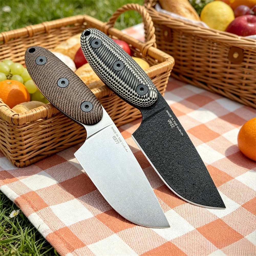 High Hardness D2 Steel Fixed Blade Knife, Non‑Slip G10 Handle, Outdoor Camping Fishing Survival Cutting Tool with Sheath