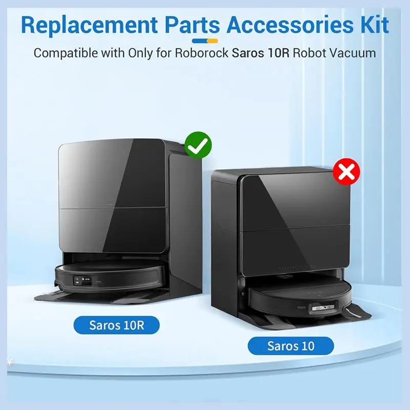 EAS-All-In-One Service Kit For Roborock Saros 10R: Side Brushes, HEPA Filters, Mop Pads, And Dust Collection Bags