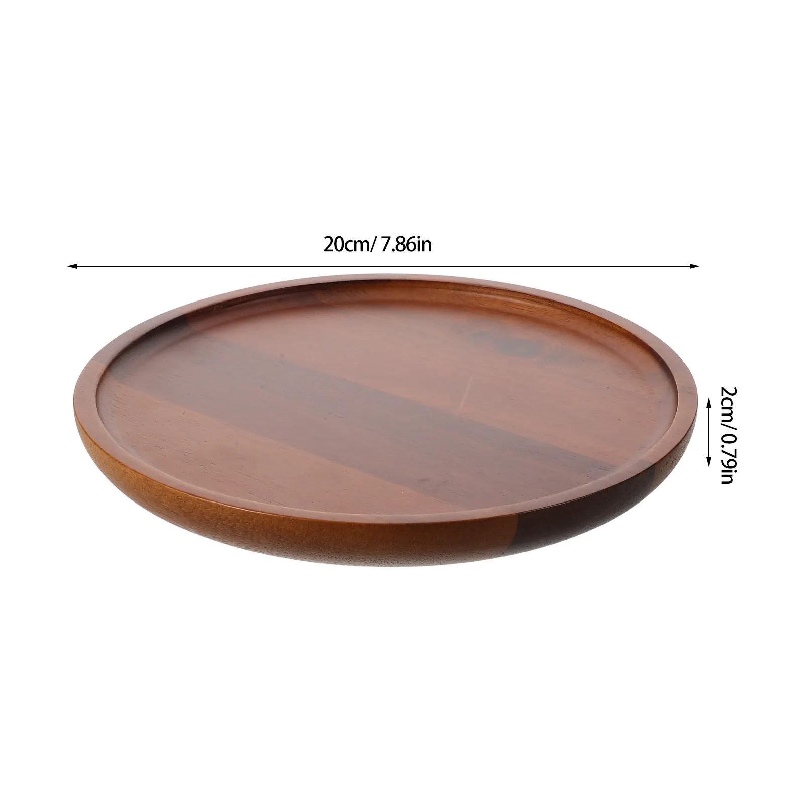 8 Inch Round Wood Serving Tray Natural Wooden Decorative Vanity Tray for Fruit Snacks Cake Breakfast Tea Platter Farmhouse Style