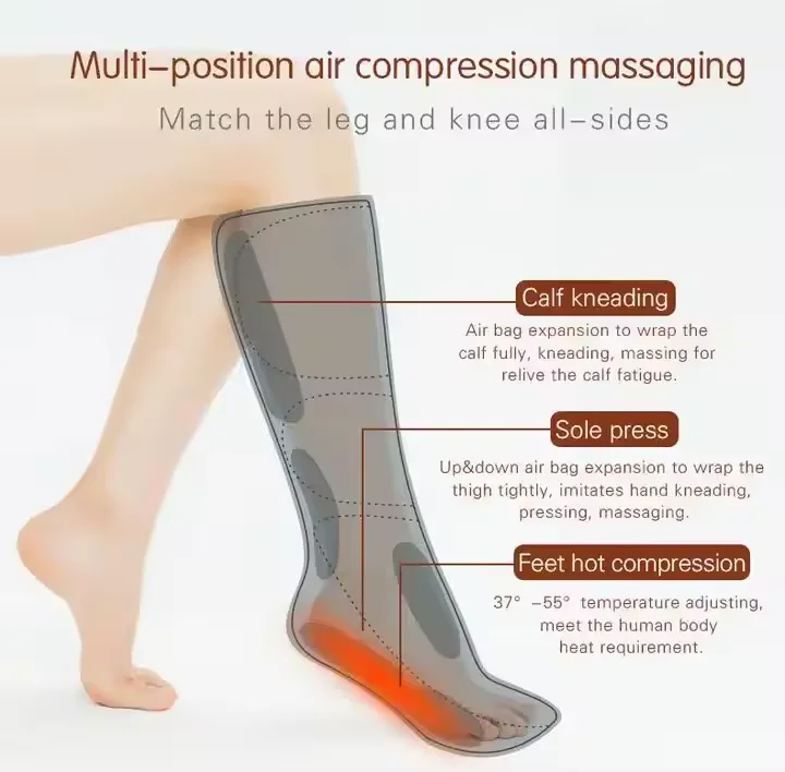 2024 Leg Massage and Air Compression Leg Massage with Heating Function, Adjustable Leg Massage with 2 working modes