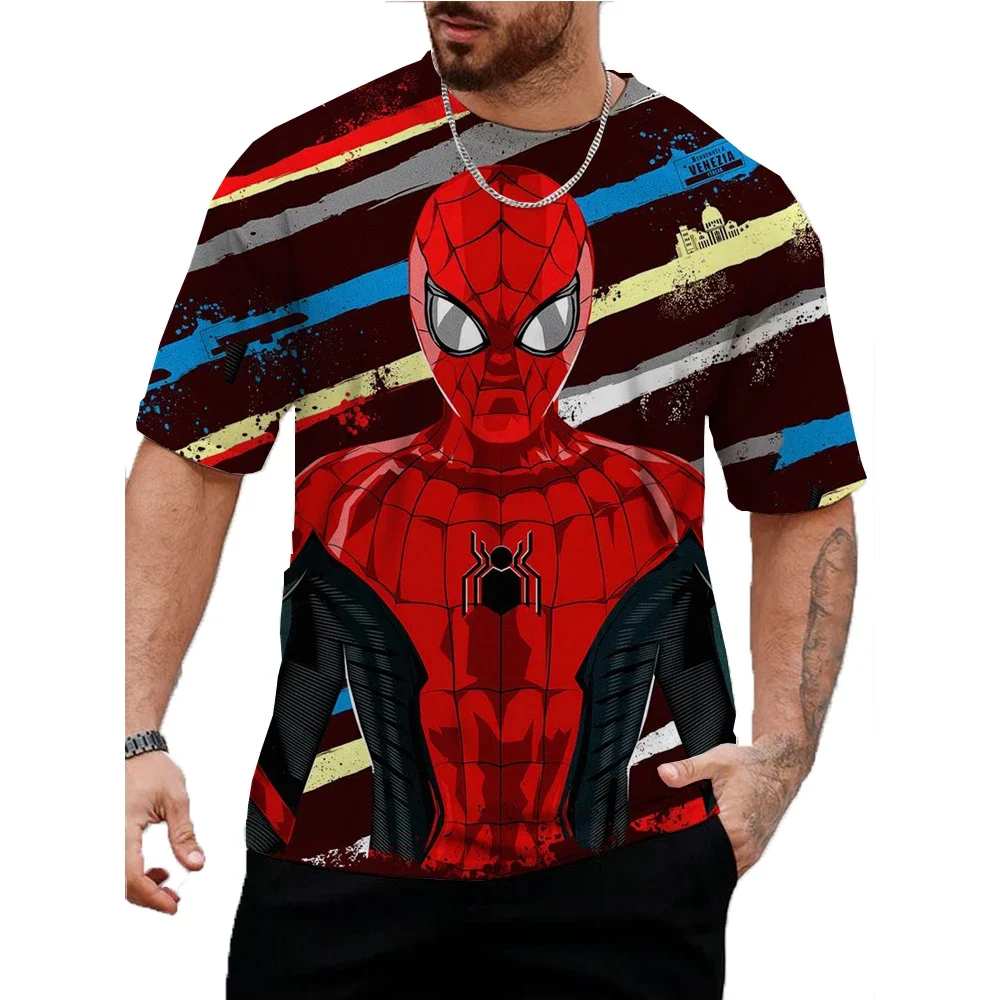 

Summer Marvel Spider Man print T Shirts For Men Crew Neck Loose Short Sleeve Tee Shirt Outdoor Oversized T-shirt Men Clothing 5X