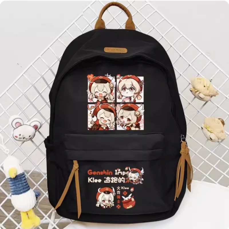 Anime Genshin Impact Klee Sac à dos de grande capacité pour filles, sac de voyage, cartable pour garçons et adolescents