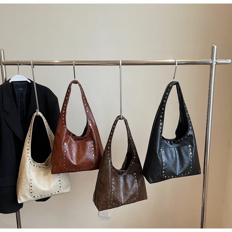 

2025 New Vintage Underarm Bag for Women, Genuine Leather Large Capacity Multi-way Shoulder Crossbody Tote, Retro Chic Work Purse