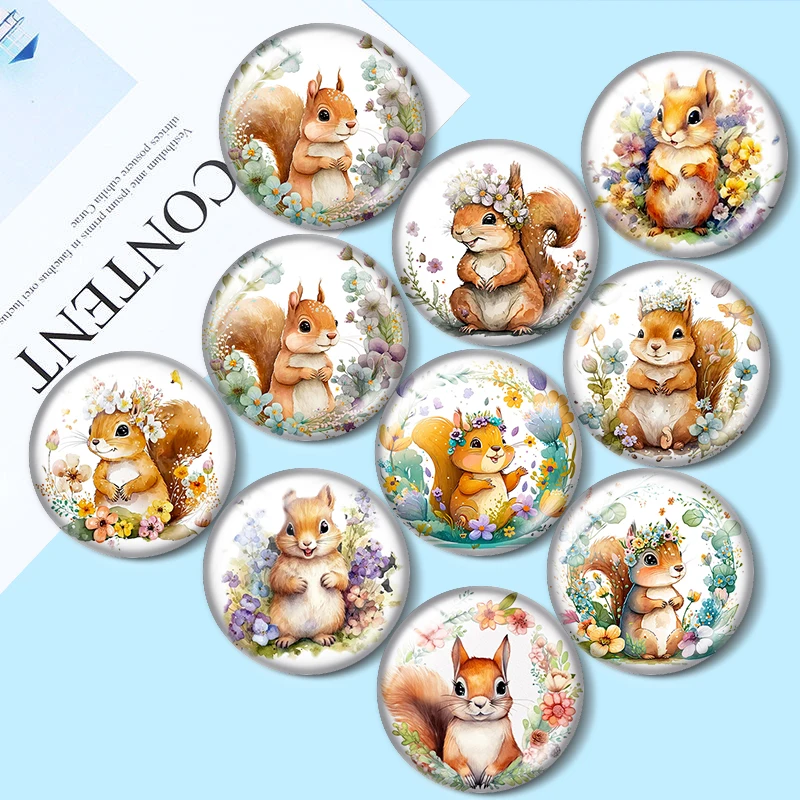 

Watercolor Flower Language Squirrel 10pcs12mm/14mm/16mm/18mm/25mm Cabochon Demo Flat Back Making findings