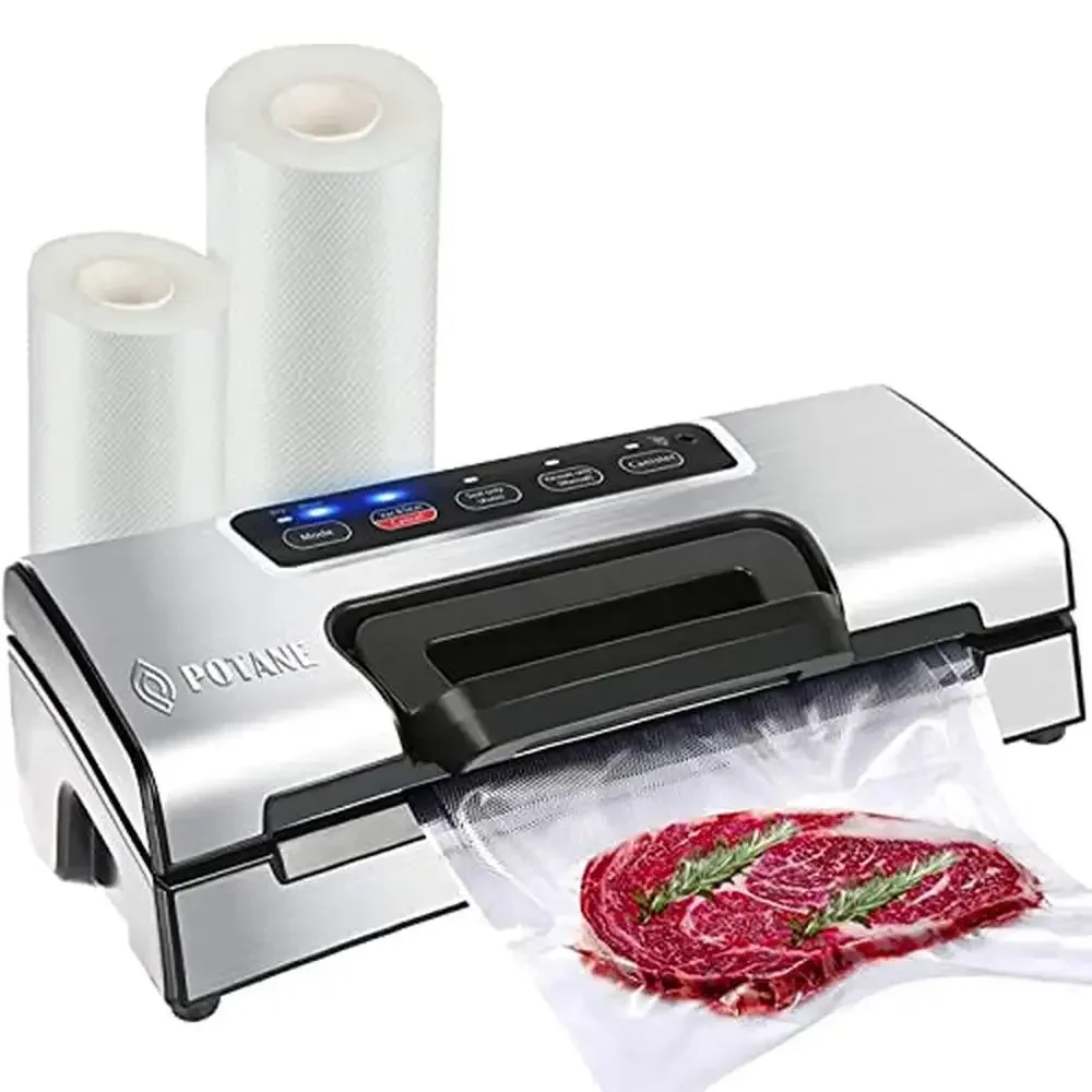 

Vacuum Sealer with Cutter and Bag Storage Powerful Food Preservation Machine Auto&Manual Options 2 Rolls Included Versatile