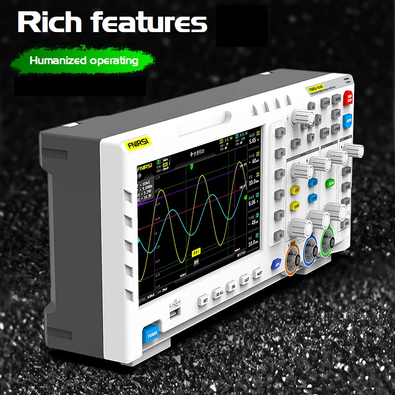 Imagem -05 - Fnirsi-osciloscópio Digital Dual Channel Gerador de Sinal de Entrada 100mhz Taxa de Amostragem Analógica 1gs s 1014d em 1