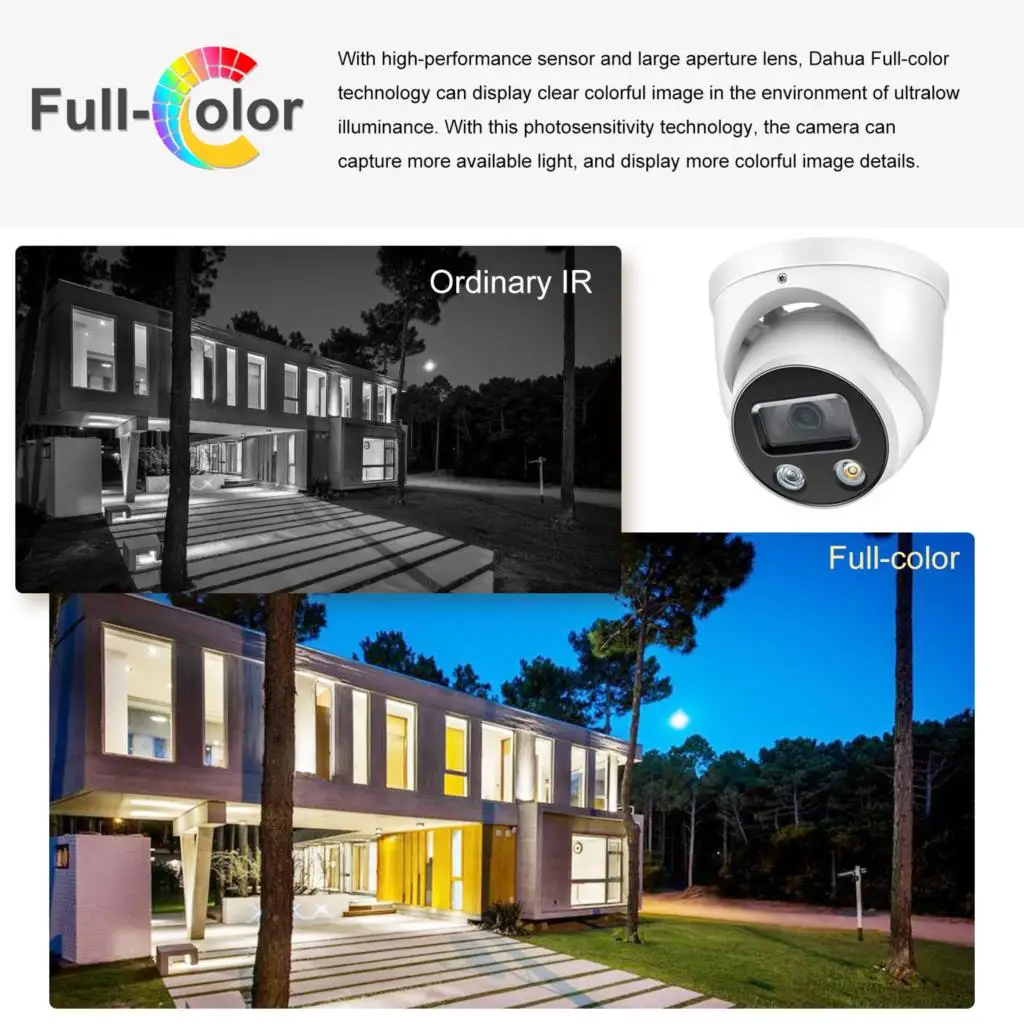  Dahua IPC-HDW3849H-AS-PV-S4 8MP 4K Smart Dual Light Full-Color Wizsense IP Camera 2-Way Audio Active Deterrence Security Camera