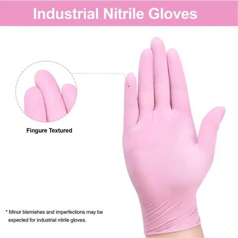 20/100PCS Pink Nitrile Gloves Disposable Powder Free Tattoo Gloves for Household Cleaning Kitchen Working Beauty Salon Gloves