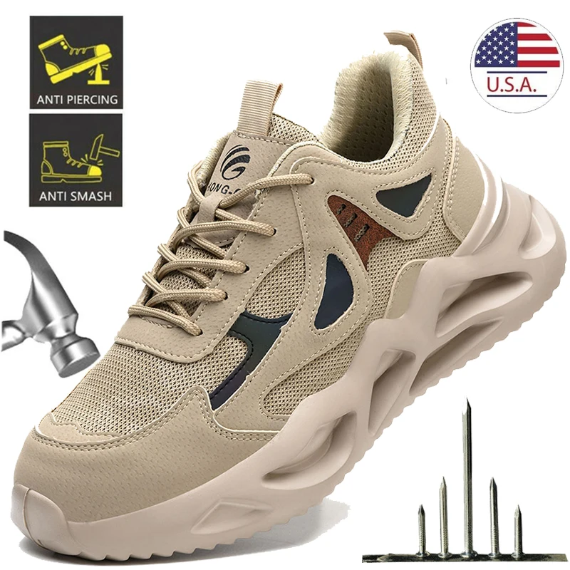 

Lightweight Safety Shoes Men Work Shoes Steel Toe Work Boots Breathable Outdoor Sneakers Man Breathable Shoes Protective Boots