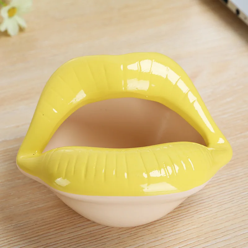 Cute Cartoon Cigar Ashtray Lips Ceramic Ash tray Creative Flower Pot Trendy Mouth Fashion Home Mini Decoration For Gift funny