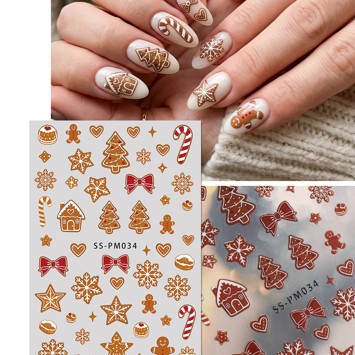 12pcs Lovely Christmas Nail Art Stickers 3D Snowflake Deer Penguin Animals Cartoon Xmas Nail Decals DIY Manicure Decorations