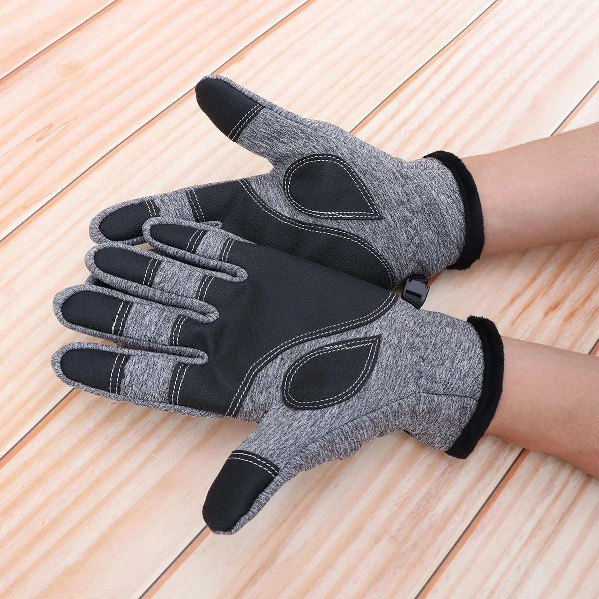 

Winter Outdoor Sports Gloves Waterproof Touch Screen S Grey Fluff Insulation Nonslip Silicone Windproof Breathable