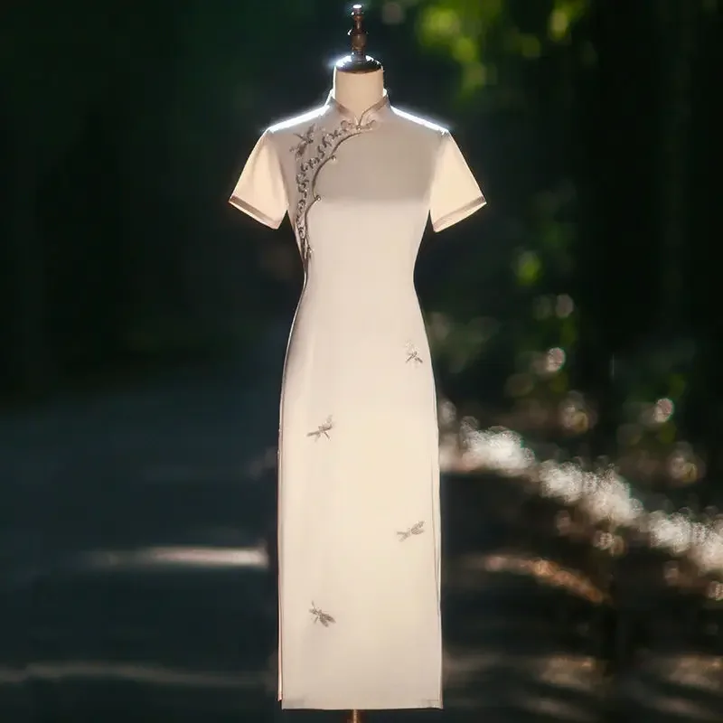 

Китайское элегантное платье Cheongsam, летнее платье для молодых девушек, улучшенное ретро-вышивкой, женское элегантное платье 2022, новинка