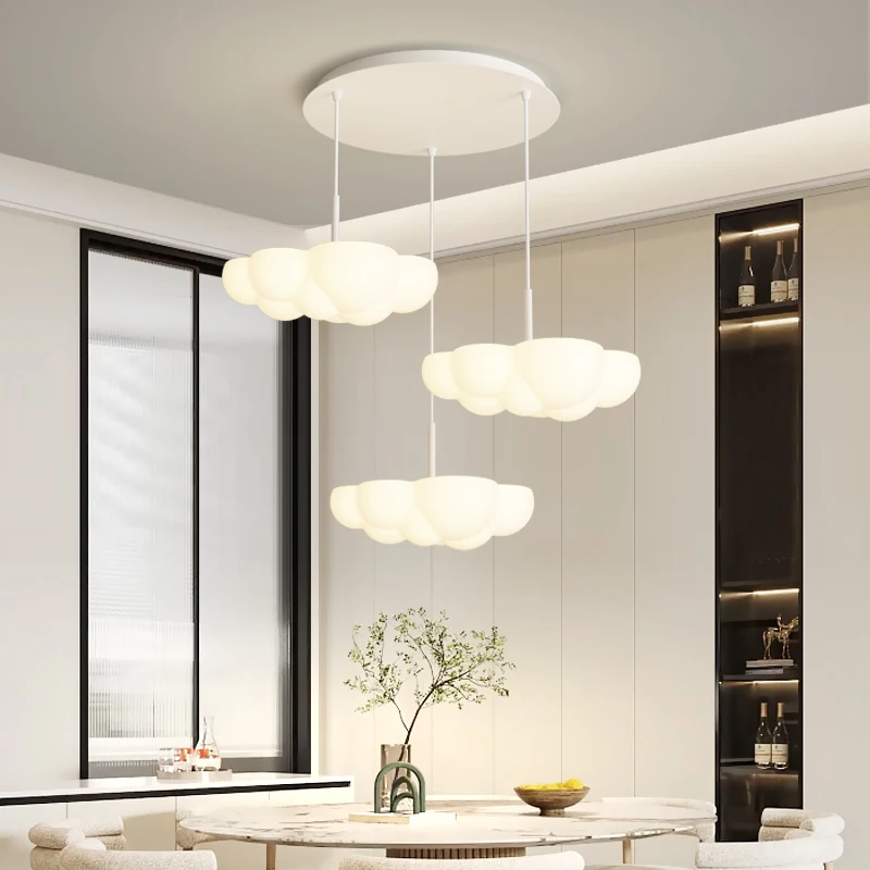 Modern White 3D Cloud Shaped Acrylic E27 Pendant Lights Living Room Bedroom Study Restaurant LED