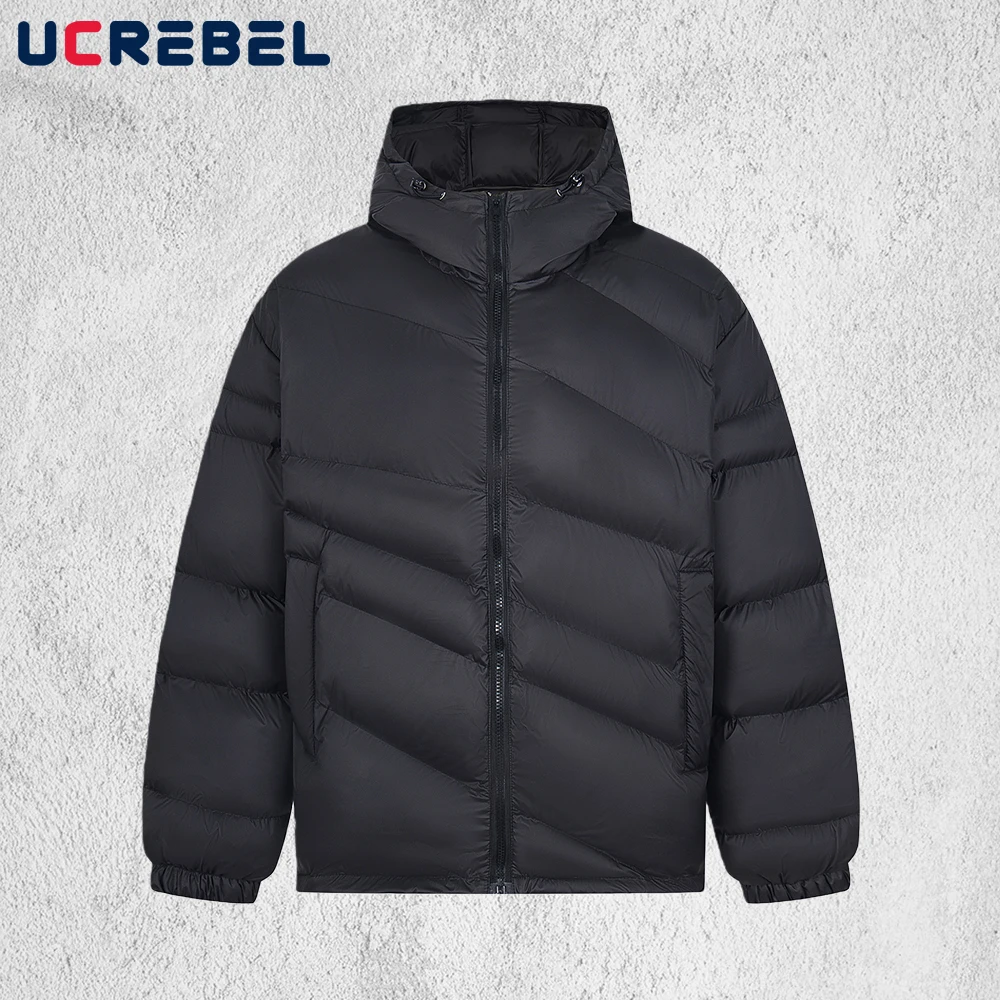 

Solid Color Bread Jacket Mens Winter Thick Streetwear Long Sleeve Drawstring Hem Loose Hooded Padded Jacket Man