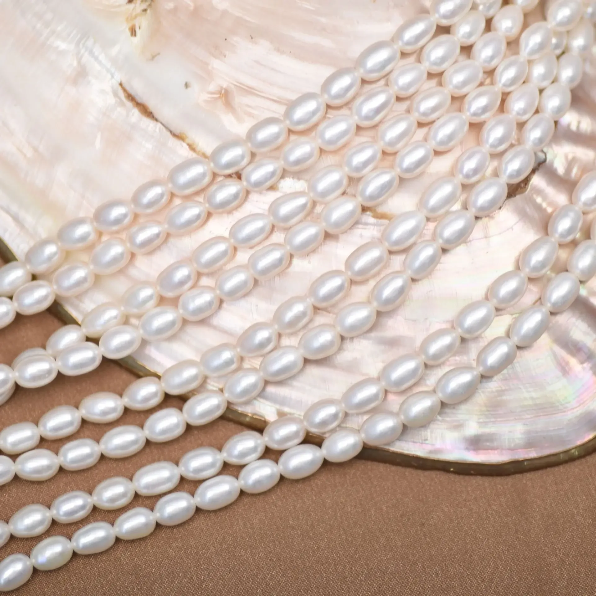 5-6mm 4A Natural Freshwater White Rice Pearl Well-polished Loose Rare Bead  Gift Jewelry Make DIY Necklace Bracelet Accessories
