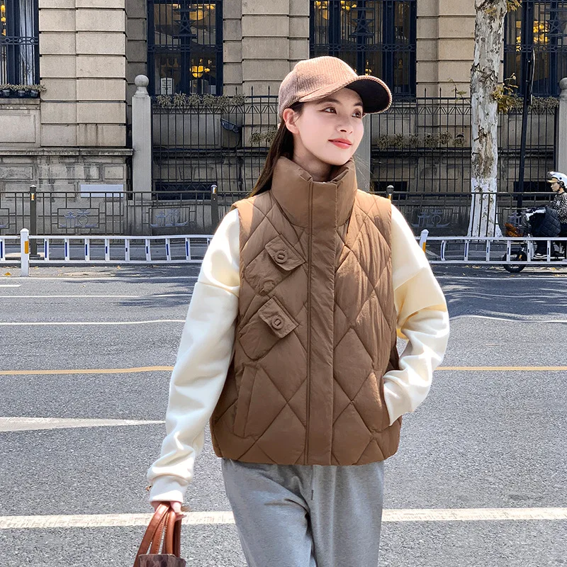 Women Vest Thick Warm Sleeveless Jacket Cardigan Puffer Vest Quilted Zipper Korean Coats Casual Loose Waistcoat Vests