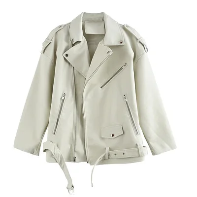 2026 レディース ヴィンテージ、ゆったりとしたショート丈のバイク用、ハンサムなPUレザー ジャケット