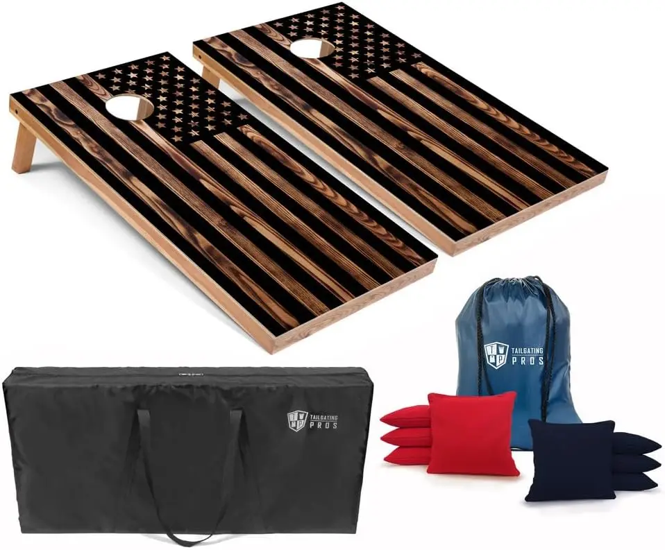 

Cornhole Boards 4x2 Regulation Size – Wooden Frame Set with 8 Bean Bags & Carrying Case