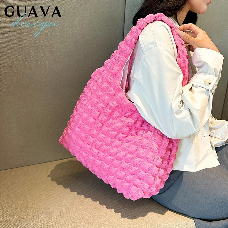 

Polyster Summer Pleated Cloud Bag Female Candy Color Large Capacity Shoulder Bag Handbags Shopping Girls Pouch Tote Bolsas