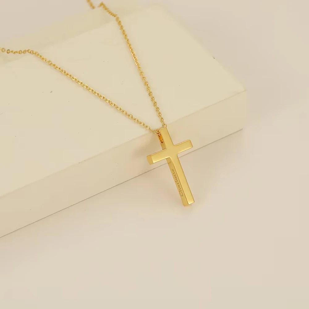 

Cross Shaped Pendant Necklace for Women Custom Engraved Name Cross Necklace Stainless Steel Jewelry Personalised Gift Wholesale