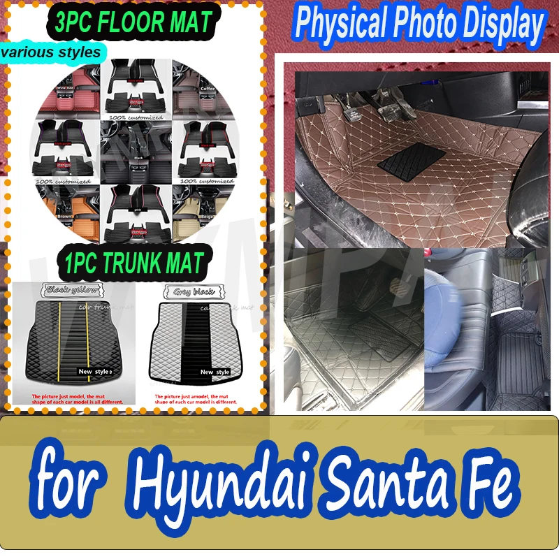 

LUXURY Car Floor Mats For Hyundai Santa Fe TM 2013~2018 5seat Waterproof Pads Car Mat Covers Floors