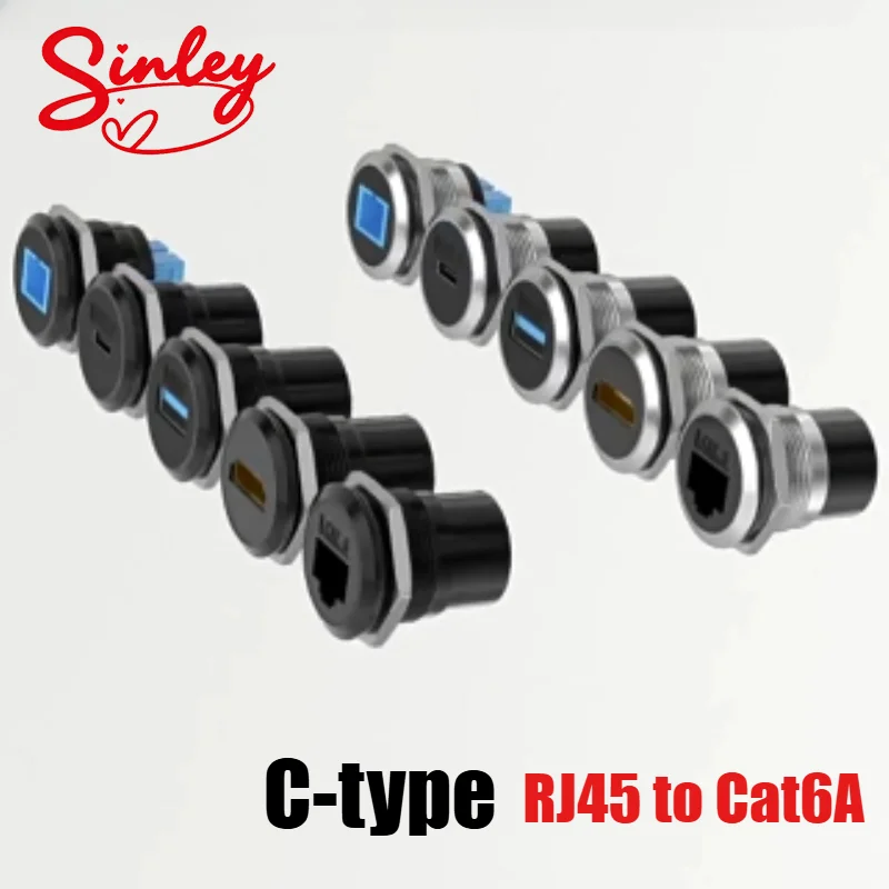 CAT6A/6 C-Type RJ45 Panel Mount Data Signal Connector Network Shielded/Unshielded Chassis Plug Cat6 Internet 8p8c RJ45 Modular