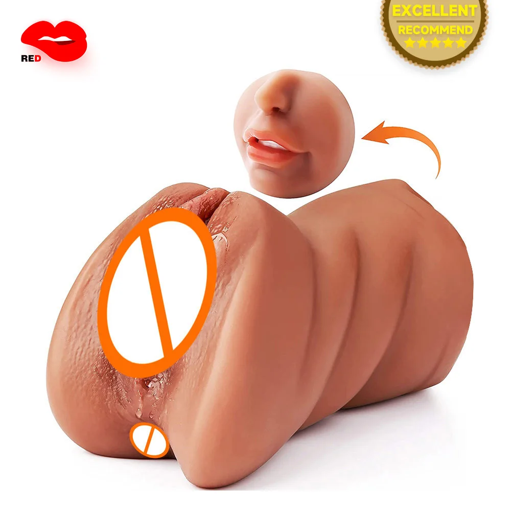 Consolador de silicona de garganta profunda para hombres, Copa masturbadora masculina, tapón anal, vagina y boca realista, se mueve, juguetes de