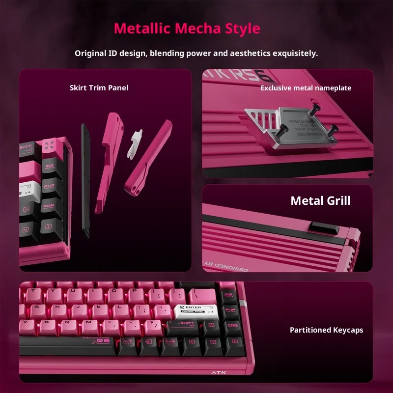 لوحة مفاتيح أصلية Atk Rs6 ذات محور مغناطيسي احترافية للرياضات الإلكترونية لوحة مفاتيح كمبيوتر ميكانيكية من الألومنيوم لوضع واحد عالي الجودة
